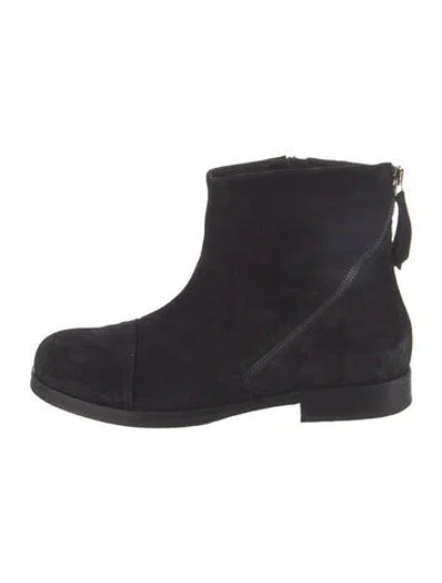 Pre-owned Alberto Fermani Suede Moto Boots In Black