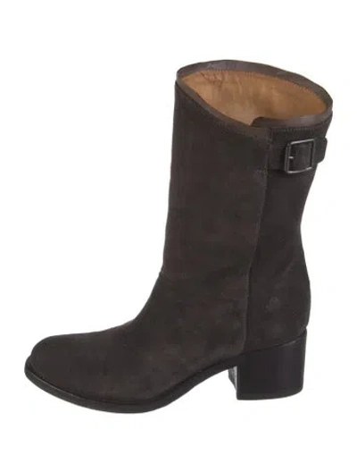 Pre-owned Alberto Fermani Suede Moto Boots In Black
