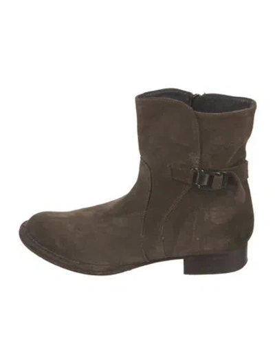 Pre-owned Alberto Fermani Suede Moto Boots In Brown
