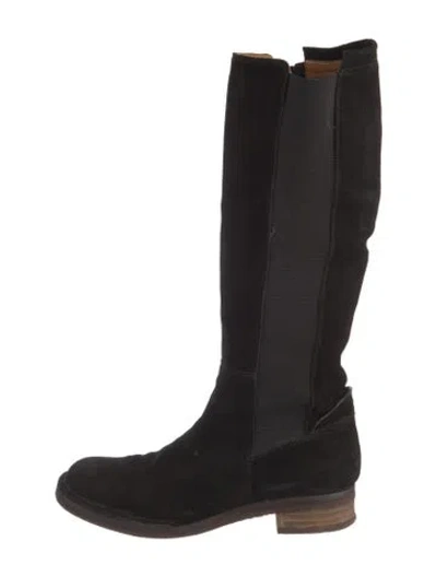 Pre-owned Alberto Fermani Suede Riding Boots In Black