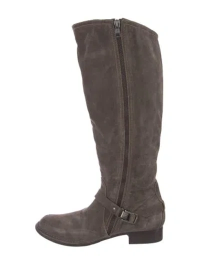 Pre-owned Alberto Fermani Suede Riding Boots In Gray