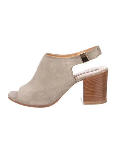 Pre-owned Alberto Fermani Suede Slingback Pumps In Grey