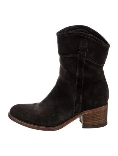 Pre-owned Alberto Fermani Suede Western Boots In Black