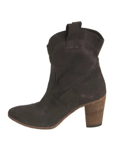 Pre-owned Alberto Fermani Suede Western Boots In Brown