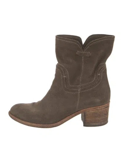 Pre-owned Alberto Fermani Suede Western Boots In Brown