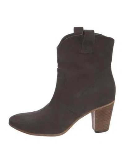 Pre-owned Alberto Fermani Suede Western Boots In Gray