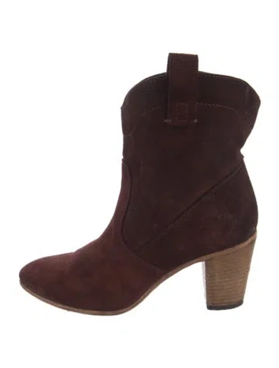 Pre-owned Alberto Fermani Suede Western Boots In Gray