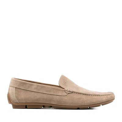 Alberto Gozzi Beige Flat Sole Suede Loafers In Brown