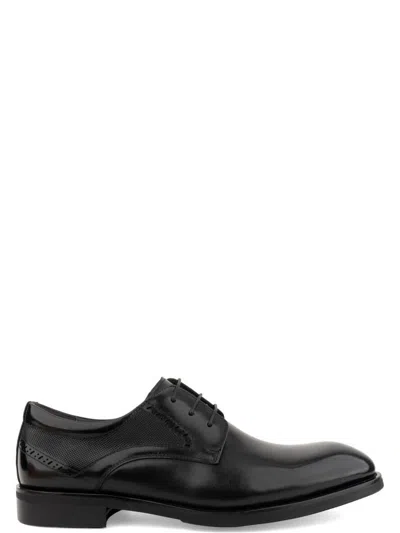 Alberto Gozzi Black Closed Lace-up Perforated Leather Formal Shoes