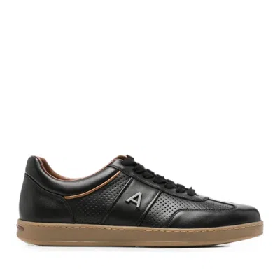 Alberto Gozzi Black Perforated Detailing Suede Sneakers