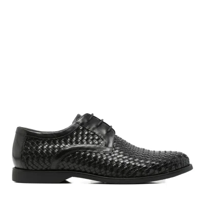 Alberto Gozzi Black Woven Leather Upper Low-profile Leather Flats