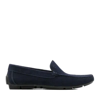 Alberto Gozzi Blue Leather Lining Suede Loafers In Black