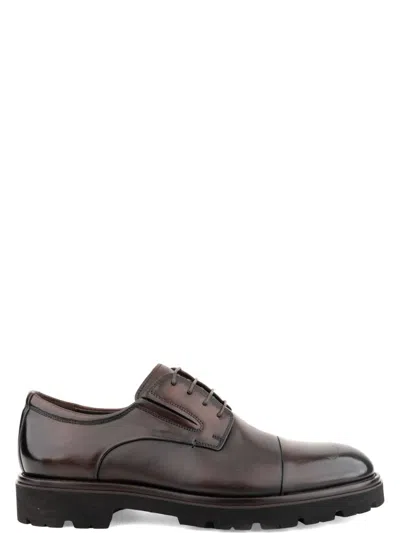 Alberto Gozzi Brown Closed Cap Toe Leather Formal Shoes In Grey