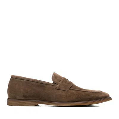 Alberto Gozzi Brown Penny Strap Suede Loafers