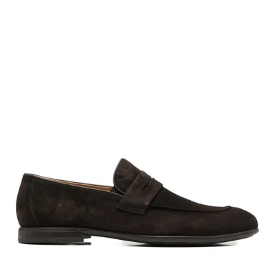Alberto Gozzi Brown Smooth Leather Interior Suede Flats In Black