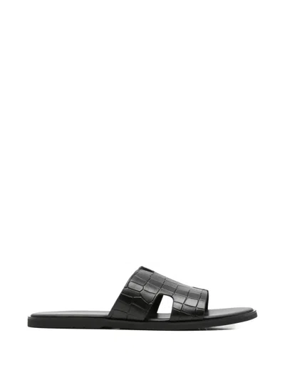 Alberto Gozzi Croc-effect Cut-out Sandals In Black