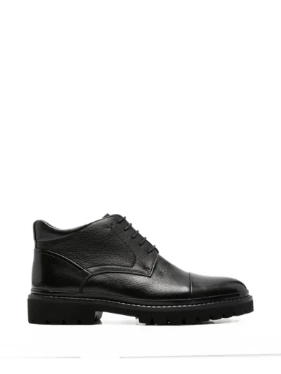 Alberto Gozzi Lace-up Leather Boots In Black