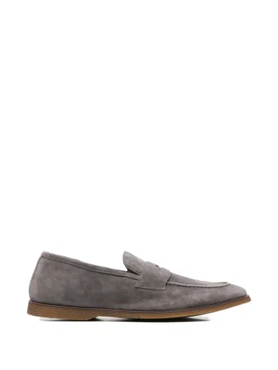 Alberto Gozzi Penny-slot Almond-toe Loafers In Gray