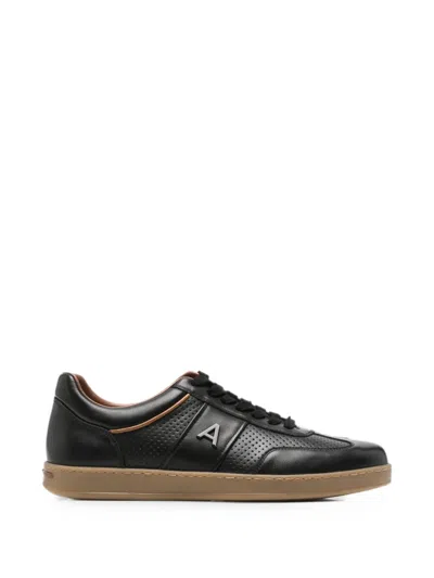 Alberto Gozzi Perforated Leather Sneakers In Black