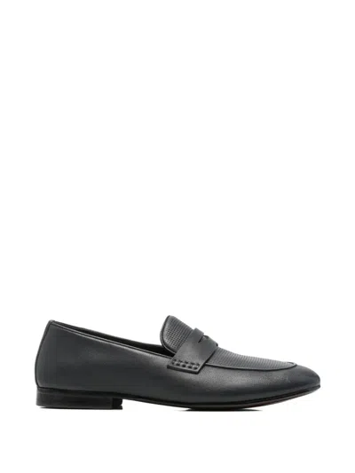 Alberto Gozzi Perforated-panel Loafers In Blue