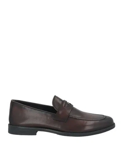 Alberto Guardiani Man Loafers Dark Brown Size 9 Leather
