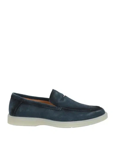Alberto Guardiani Man Loafers Navy Blue Size 9 Leather