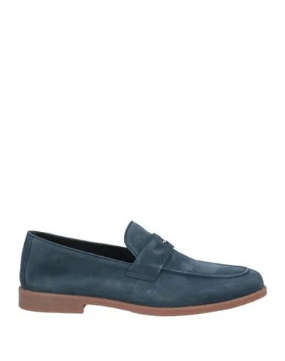 Alberto Guardiani Man Loafers Navy Blue Size 9 Leather