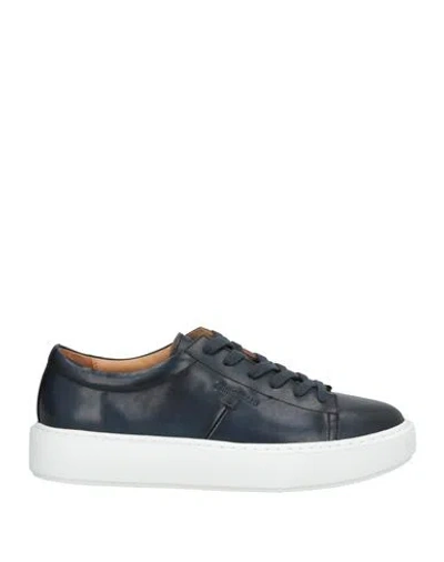 Alberto Guardiani Man Sneakers Midnight Blue Size 9 Leather
