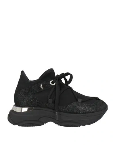 Alberto Guardiani Woman Sneakers Black Size 7 Textile Fibers, Leather
