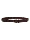 Alberto Luti Calfskin Belt In Dark Brown Color With Silver Colored Buc In Brown