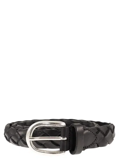 Alberto Luti Braided Leather Belt In Black