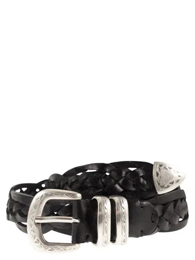 Alberto Luti Braided Leather Belt In Black