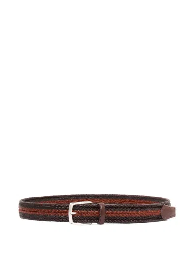 Alberto Luti Braided Leather Belt In Brown
