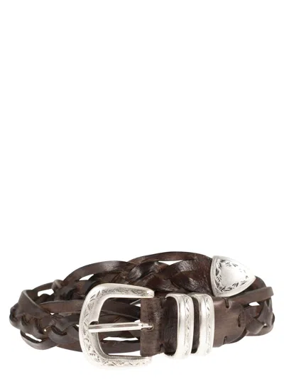 Alberto Luti Braided Leather Belt In Brown