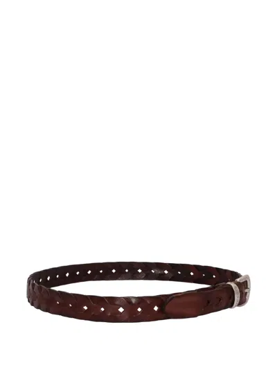 Alberto Luti Braided Leather Belt In Brown