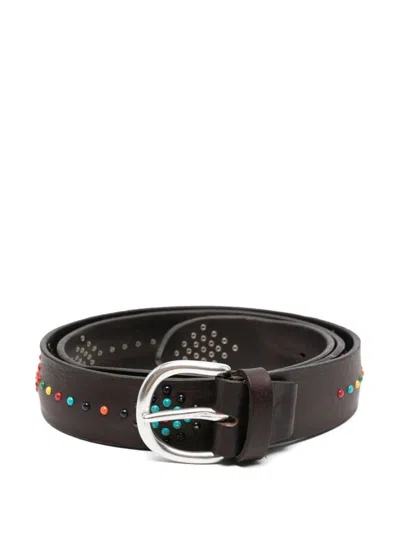 Alberto Luti Beads-embellished Belts In Brown