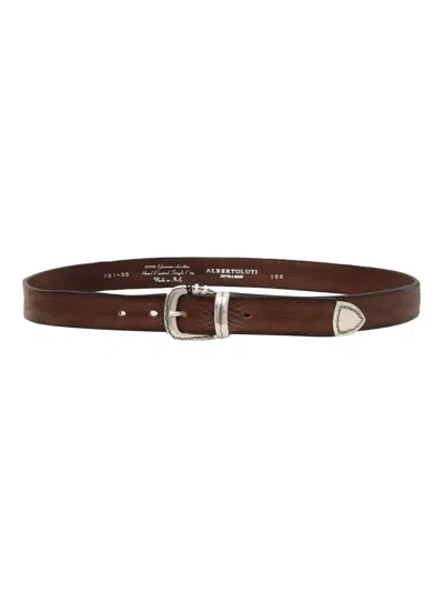 ALBERTO LUTI CALFSKIN BELT IN BROWN COLOR