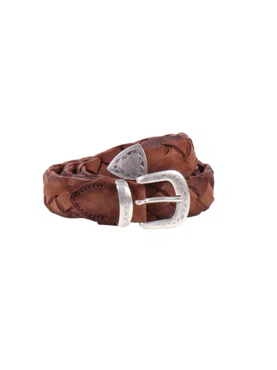 Alberto Luti Cintura In Suede Intrecciato In Brown
