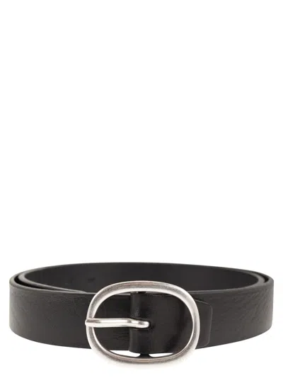Alberto Luti Classic Full Grain Leather Belt In Black