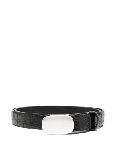 Alberto Luti Croc-effect Leather Belt In Black
