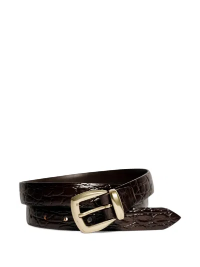 Alberto Luti Crocodile-effect Leather Belt In Brown