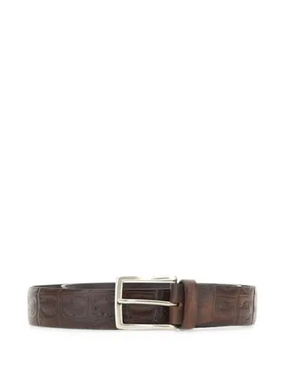 Alberto Luti Crocodile-print Leather Belt In Brown