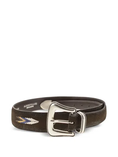 Alberto Luti Embroidery Metal Buckle Belt In Metallic