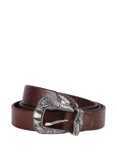 Alberto Luti Engraved Western-style Belt In Brown