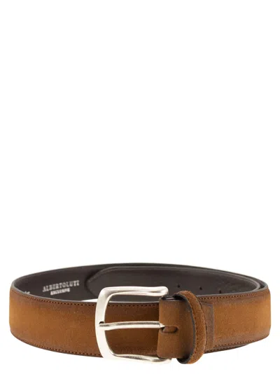 Alberto Luti Inverted Leather Belt In Brown
