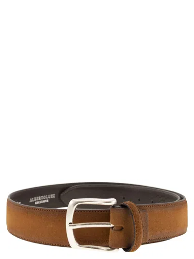Alberto Luti Inverted Leather Belt In Brown
