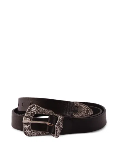 Alberto Luti Laser Leather Belt In Black