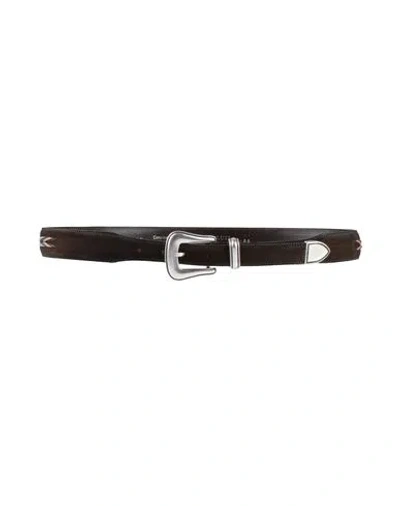 Alberto Luti Man Belt Dark Brown Size 39.5 Leather In Black