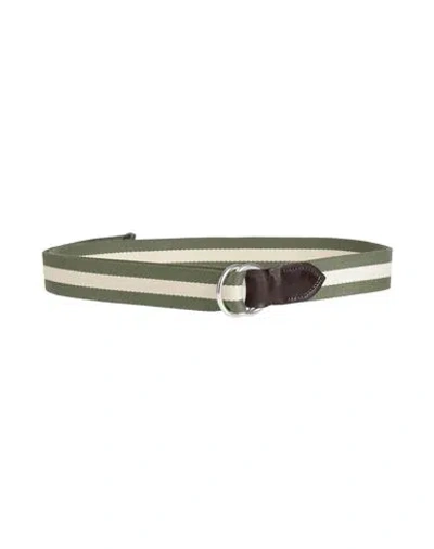 Alberto Luti Man Belt Sage Green Size 38 Textile Fibers In Brown