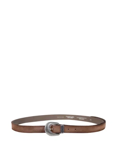 Alberto Luti Scalloped-buckle Leather Belt In Brown